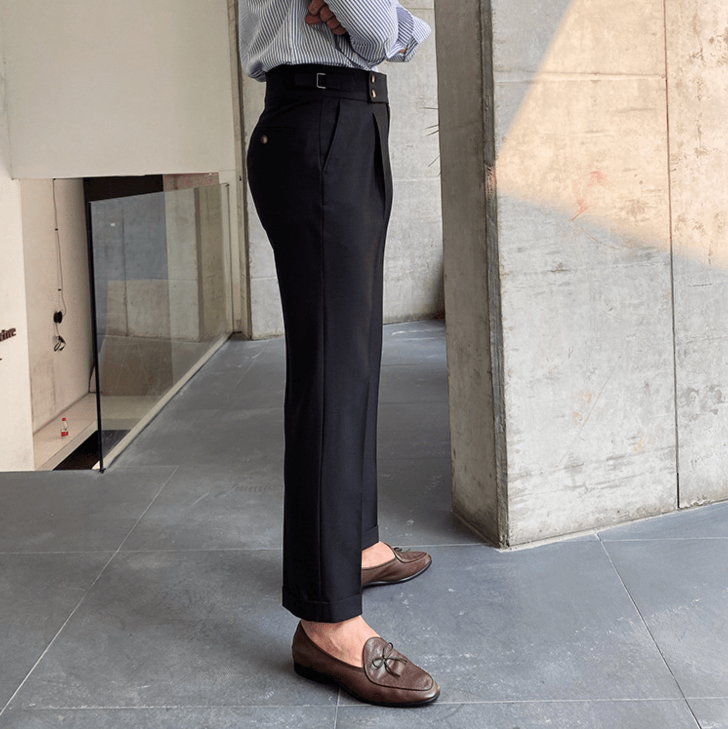 Parisien Raffiné | Pantalon Taille Haute - Bouclée