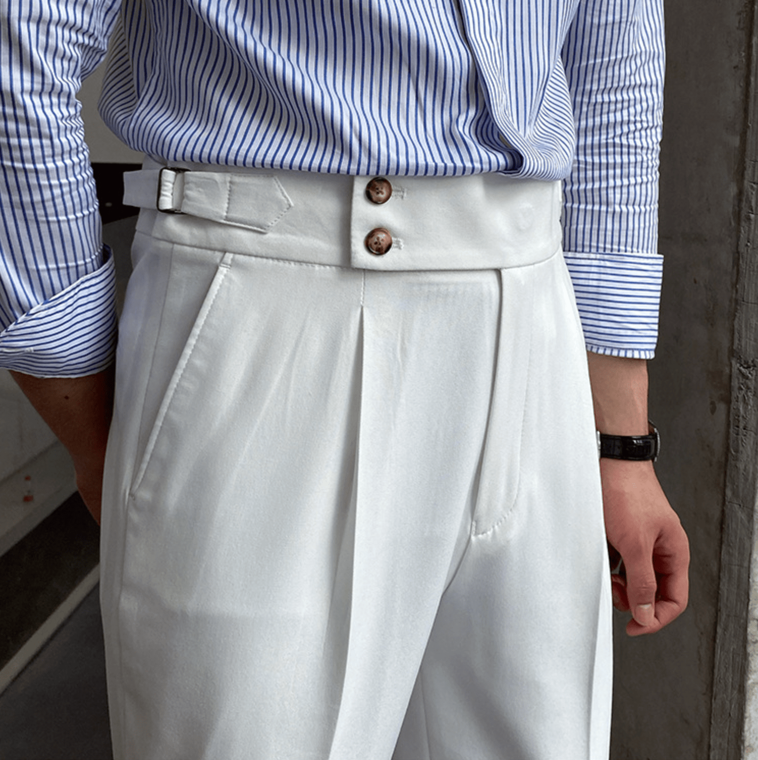 Parisien Raffiné | Pantalon Taille Haute - Bouclée
