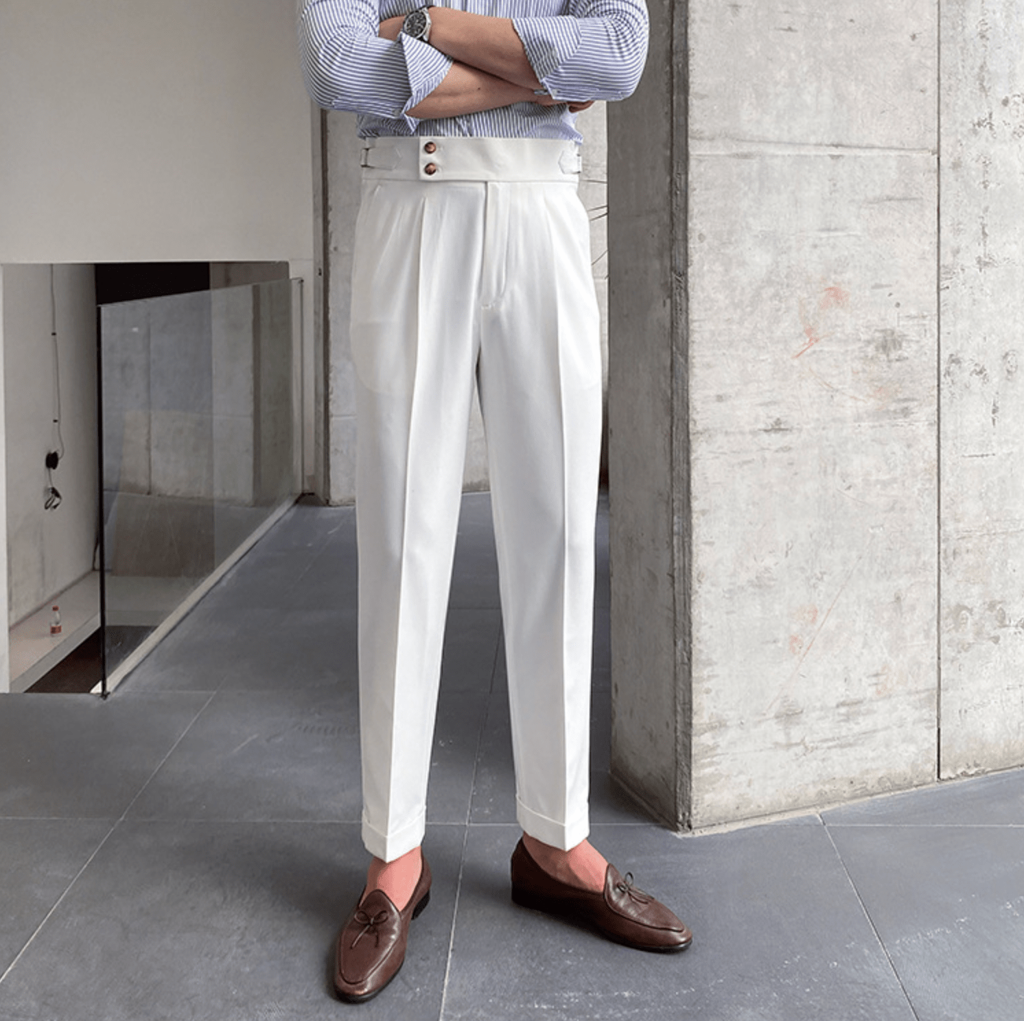 Parisien Raffiné | Pantalon Taille Haute - Bouclée