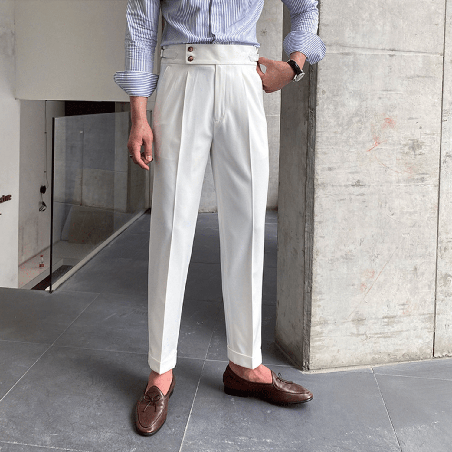 Parisien Raffiné | Pantalon Taille Haute - Bouclée