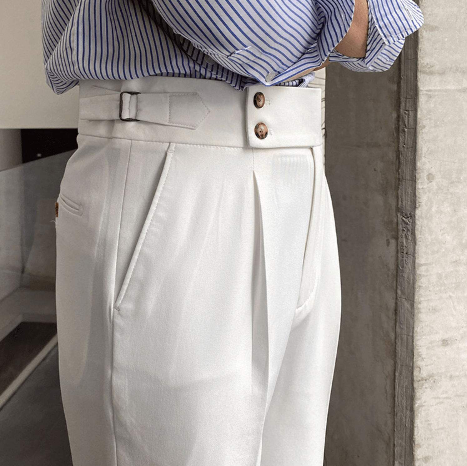 Parisien Raffiné | Pantalon Taille Haute - Bouclée