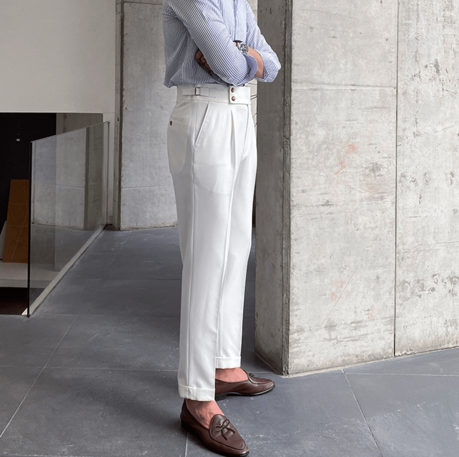 Parisien Raffiné | Pantalon Taille Haute - Bouclée