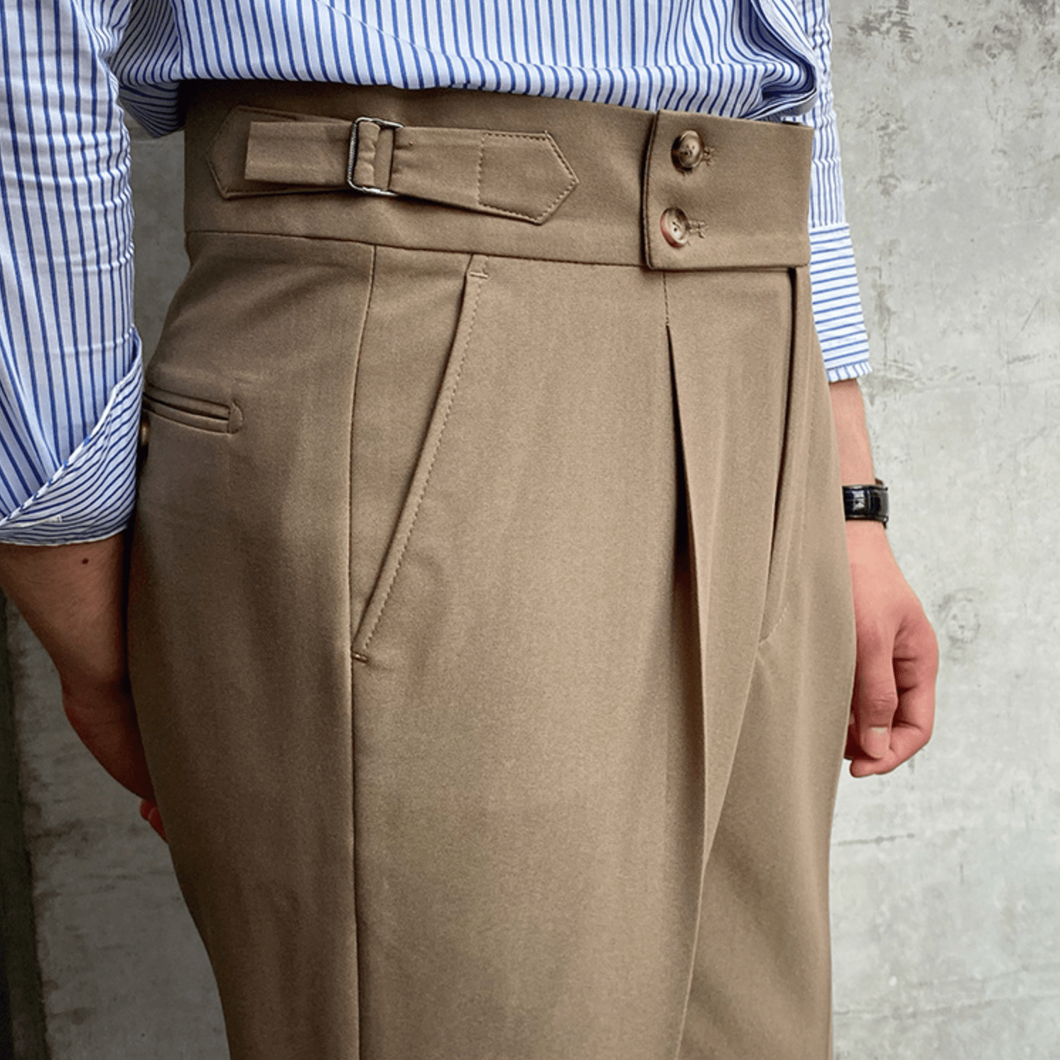 Parisien Raffiné | Pantalon Taille Haute - Bouclée