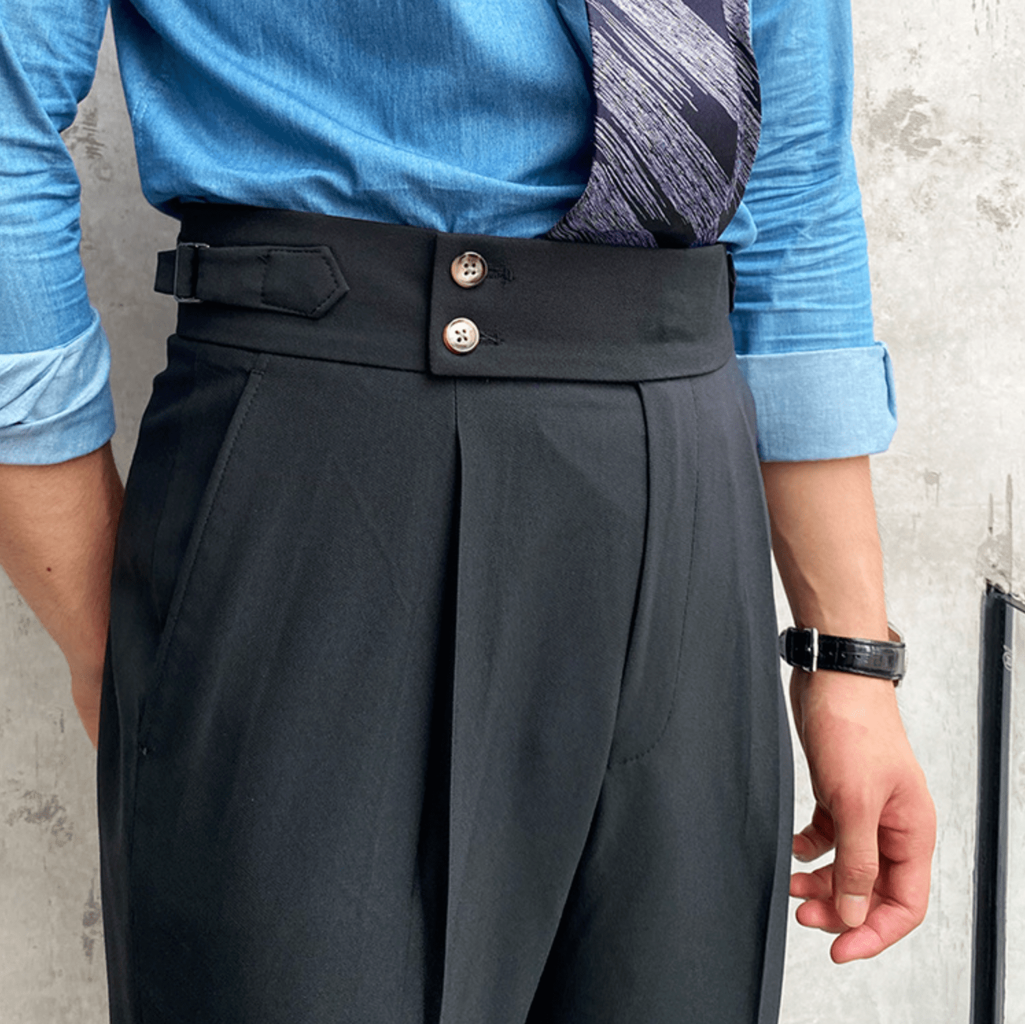 Parisien Raffiné | Pantalon Taille Haute - Bouclée