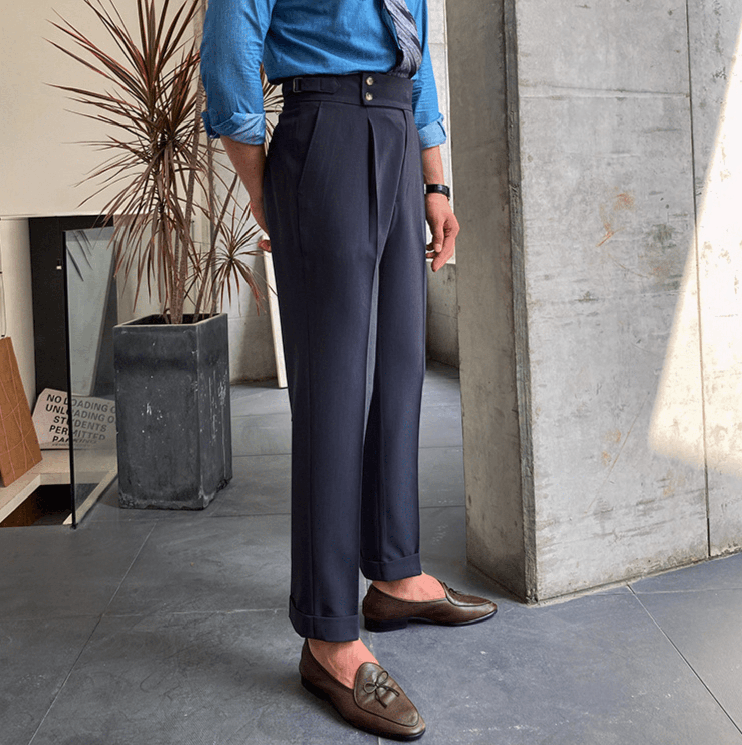 Parisien Raffiné | Pantalon Taille Haute - Bouclée